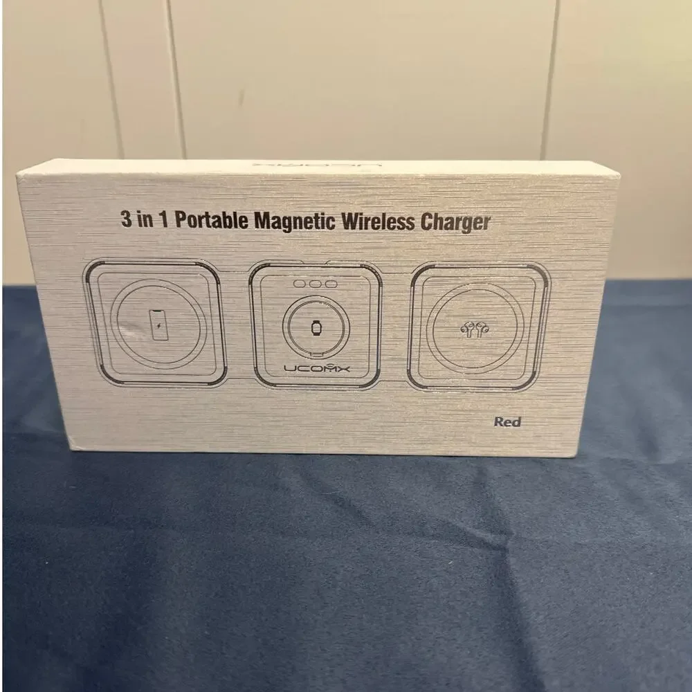 UCOMX 3 in 1‎ Portable Magnetic Wireless Charger Color Red NIB